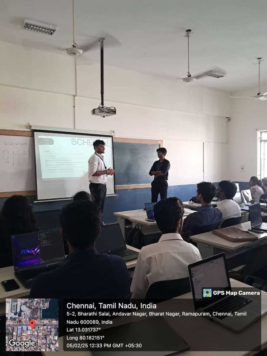 dscsrmrmp's tweet image. 🚀 What an incredible session at DSC today! 🎉 Big thanks to Ritesh &amp;amp; Badri for guiding us through building our own portfolio websites! 💻 

From mastering HTML, Tailwind CSS, &amp;amp; JavaScript to hands-on practice.
#WebDevelopment #PortfolioBuilding #DSC #TechCommunity #LearnToCode