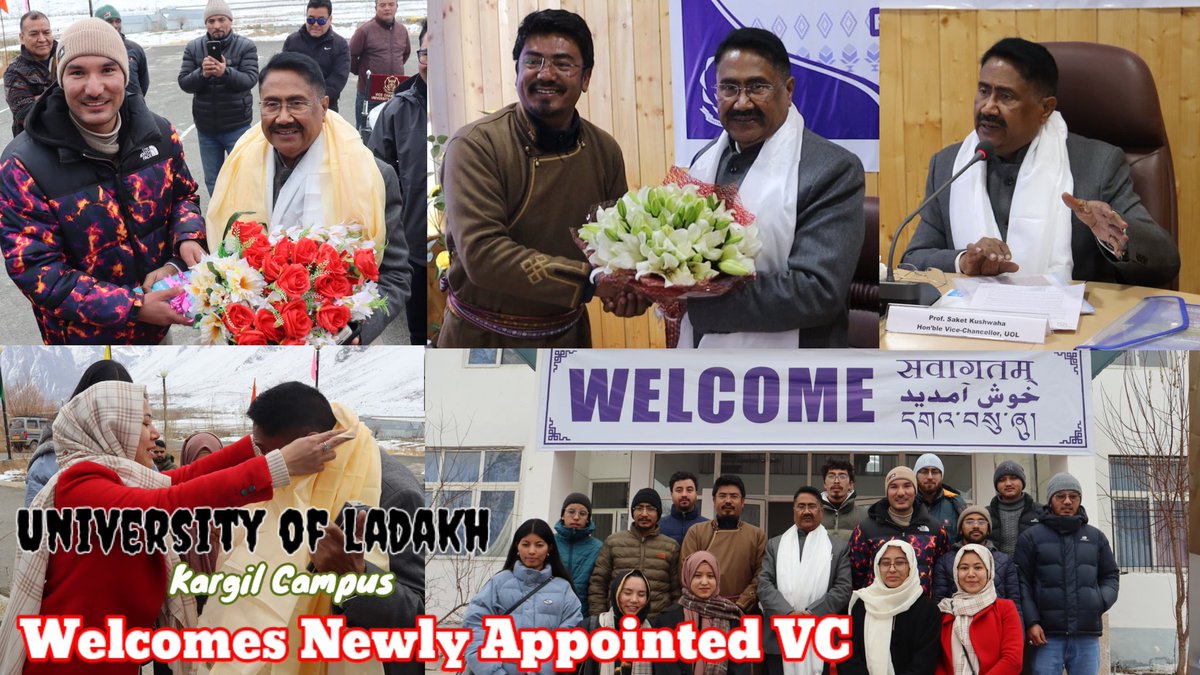 lusukc's tweet photo. Prof. Saket Kushwaha, newly appointed VC, University of Ladakh, made his first-ever visit to Kargil Campus on Feb 4, welcomed by faculty &amp; the Student Union. An interactive session was held where students, faculty &amp; staff raised key issues. https://t.co/88Ri9uXCaB
