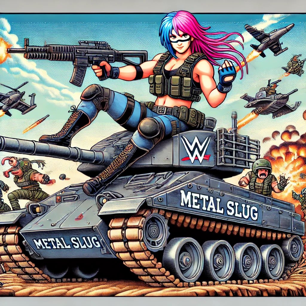WWEAsuka's tweet photo. メタルスラッグ乗ってるわてのイラストを描いてもろた… https://t.co/TGNS0IBCSM