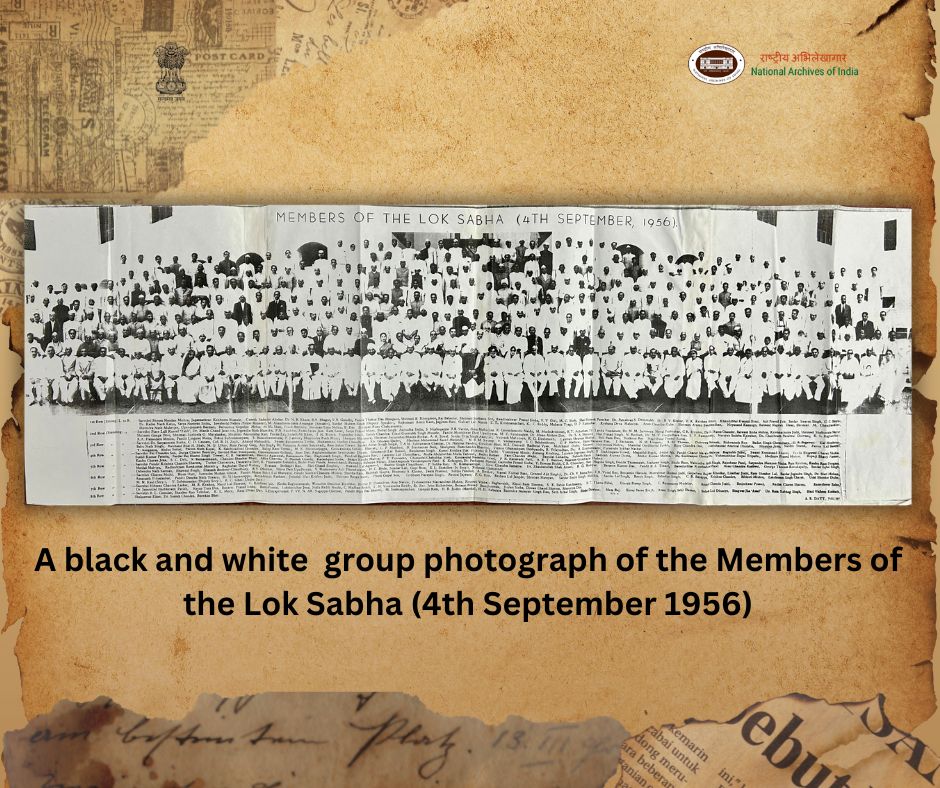 IN_Archives's tweet image. #ArchiveOfTheWeek 

#NAI presents a group photograph of the Members of the Lok Sabha, dated 4th September 1956. 

Source: NAI, PA, Ch. Ranbir Singh Papers, Acc. No. 702

#ElectionDay #ElectionCommissionOfIndia #LokSabha #HistoryThroughNAI #ArchivalHeritage #AmritMahotsav