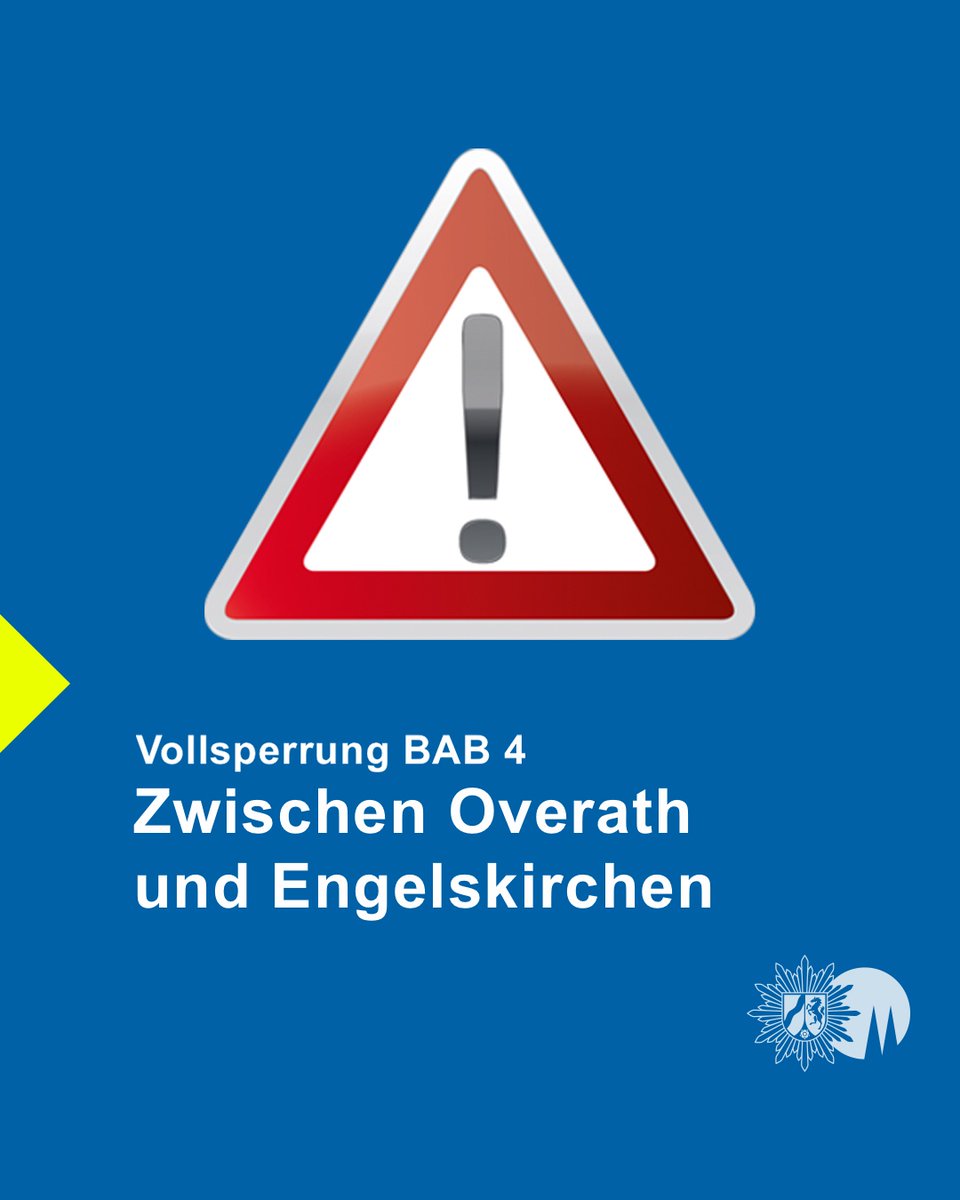 polizei_nrw_k's tweet photo. Aktueller #Einsatz
👉 Im Bereich #BAB4 gibt es eine #Vollsperrung.
👉 Wir sind mit vielen Einsatzkräften vor Ort und klären die Situation.
👉 Glatteisgefahr!
❌Bitte meiden Sie großräumig den Bereich. Folgen Sie uns hier und auf Facebook für weitere Informationen. https://t.co/0zvCoheYdK