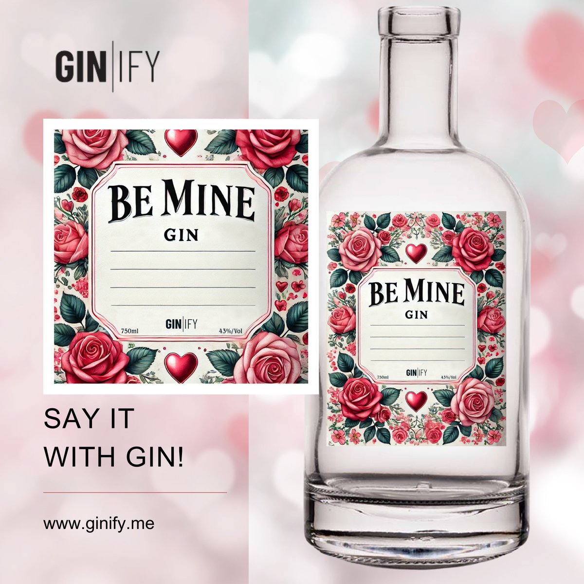 Ginify_Me's tweet image. Say it with gin! 🍸 Write a heartfelt message for your Valentine on the Be Mine Gin label. 💌 A unique gift that says it all. Start creating yours today at ginify.me

#GinifyMe #CustomLabel #BeMineGin #ValentinesGift