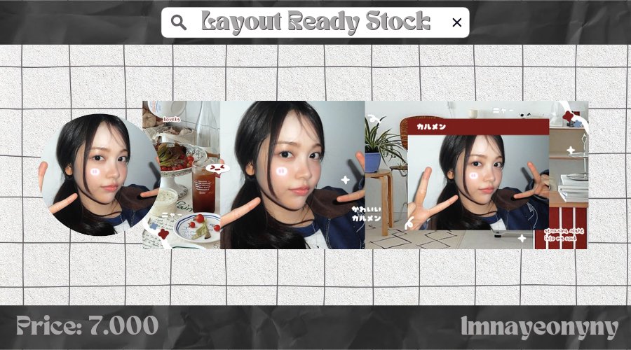 Help repost? Thank u ♡

Hai, aku bawa layout rs Karina, Chaeryeong, Rei, Carmen 7k/ea, ava dapet jpg juga 

#zonauang #zonajajan