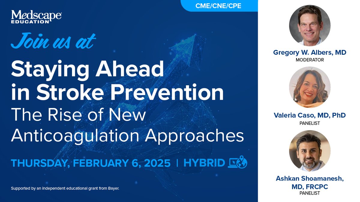 MedscapeLIVE's tweet photo. 🔍 Discover the safety & efficacy of antithrombotic strategies and tackle unmet needs in stroke prevention. 💊 Build confidence in integrating emerging FXI therapies into care plans. 🧠 Learn more: https://t.co/IJmCnr6y57
#StrokePrevention #Antithrombotics https://t.co/5YMjFEMMw5