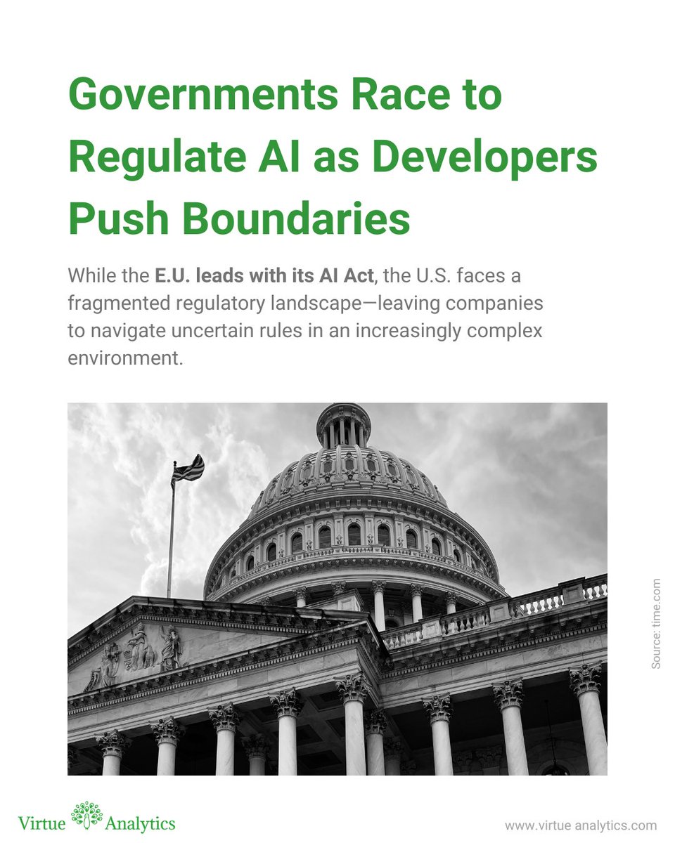 As AI evolves, global governments are racing to regulate. The E.U. is leading with its AI Act, shaping global standards, while the U.S. debates over 100 bills—likely with state-level action first.

Will governance keep up with AI? Drop your thoughts! 👇

#AI #AIRegulation