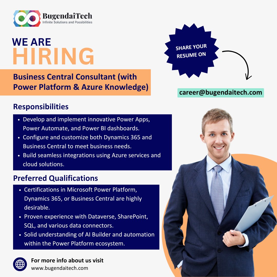 BugendaiTech (@bugendaitech) on Twitter photo We are #hiring ๐๐๐๐ถ๐ป๐ฒ๐๐ ๐๐ฒ๐ป๐๐ฟ๐ฎ๐น ๐๐ผ๐ป๐๐๐น๐๐ฎ๐ป๐ (with Power Platform & Azure Knowledge)
๐ฆ๐ต๐ฎ๐ฟ๐ฒ ๐๐ผ๐๐ฟ ๐ฟ๐ฒ๐๐๐บ๐ฒ ๐ฎ๐ career@bugendaitech.com
#MicrosoftPowerPlatform #BugendaiTech #BusinessCentral #Dynamics365 We are #hiring ๐๐๐๐ถ๐ป๐ฒ๐๐ ๐๐ฒ๐ป๐๐ฟ๐ฎ๐น ๐๐ผ๐ป๐๐๐น๐๐ฎ๐ป๐ (with Power Platform & Azure Knowledge)
๐ฆ๐ต๐ฎ๐ฟ๐ฒ ๐๐ผ๐๐ฟ ๐ฟ๐ฒ๐๐๐บ๐ฒ ๐ฎ๐ career@bugendaitech.com
#MicrosoftPowerPlatform #BugendaiTech #BusinessCentral #Dynamics365