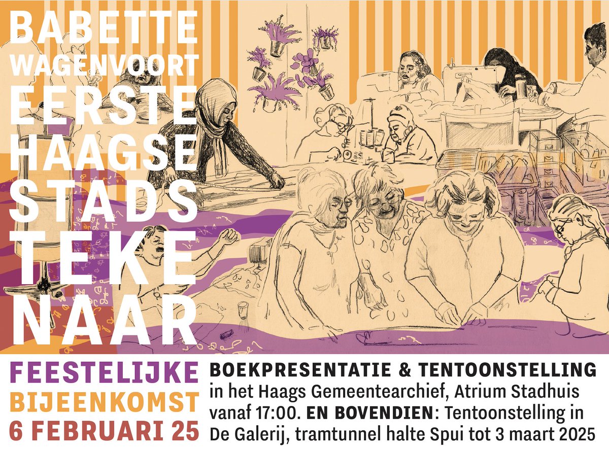 Babette Wagenvoort heeft twee jaar lang tekeningen gemaakt over samenkomsten op Haagse plekken. Op 6 februari 2025 nemen wij feestelijk afscheid van Babette als eerste stadstekenaar.

We hopen u dan te zien bij de vestibule van het Haags Gemeentearchief!

#haagsgemeentearchief