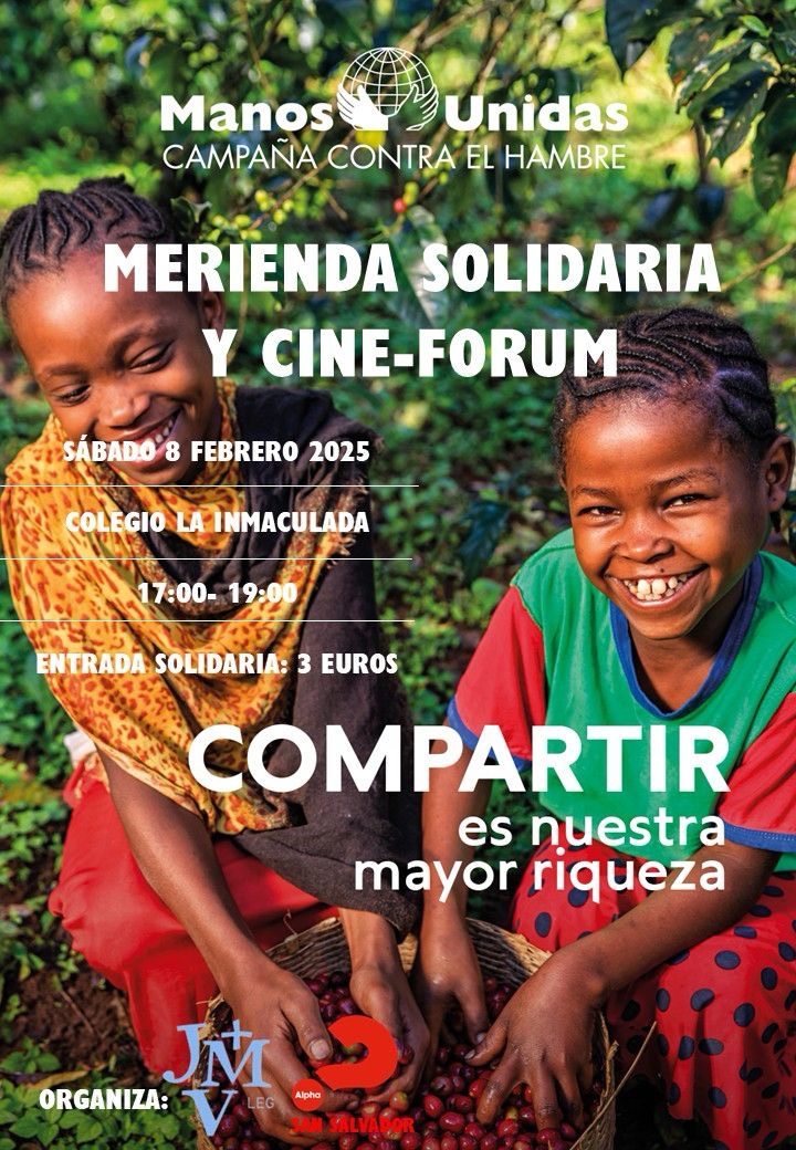 👋🏻 Este próximo sábado a las 17:00 estáis todos invitados adultos y niños a compartir un cine-fórum y una merienda solidaria 🍰a beneficio de <a href="/ManosUnidasGet/">Manos Unidas Getafe</a> El donativo es de 3 euros y todos sois bienvenidos. <a href="/PSanSalvadorleg/">Parroquia San Salvador</a> <a href="/JMVLeganes/">JMV Leganés</a> <a href="/Inmaculada_Lega/">Colegio La Inmaculada Leganés</a>