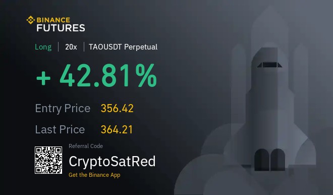 cryptosatred's tweet photo. $TAO TRADE UPDATE
Hold the Trade and Wait for new Target 1 ๐
#CRYPTOSATRED https://t.co/jSNSOOVyJM