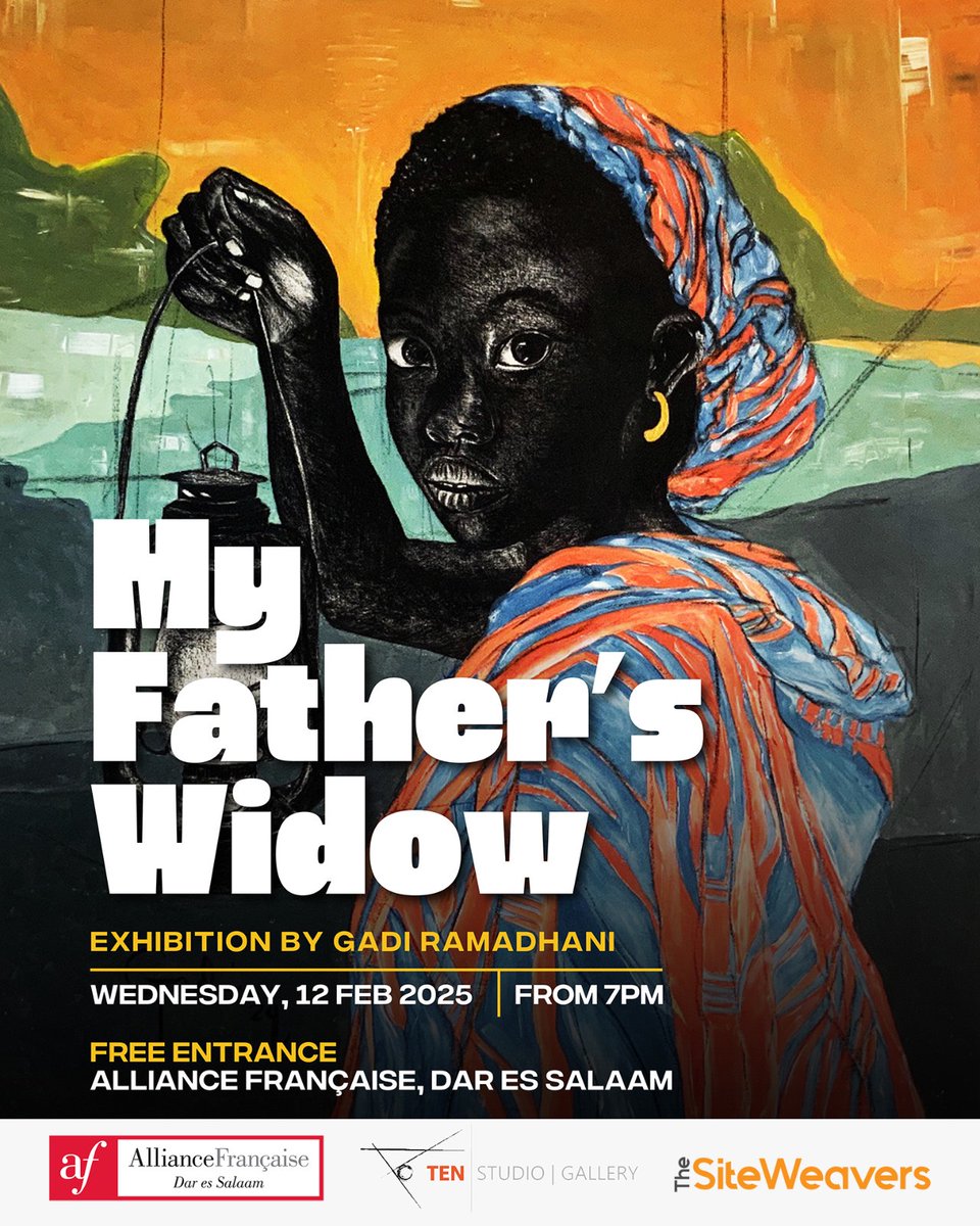 My Father's Widow de Gadi Ramadhani se penche sur l'impact émotionnel et sociétal profond de la mort. À travers une série de pièces réalisées au fusain et à la peinture acrylique, l'exposition examine la manière dont la mort remodèle les dynamiques familiales et sociales