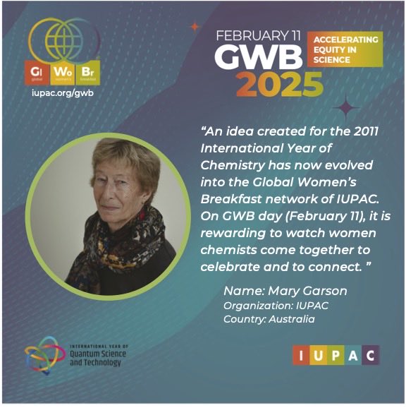 How do women chemists network? On a single day every year, they all go out to breakfast! 
Set aside a small part of your busy working or studying day on February 11 and join &gt;30,000 women chemists and their male allies from 70 countries for the annual #IUPAC  #GWB.