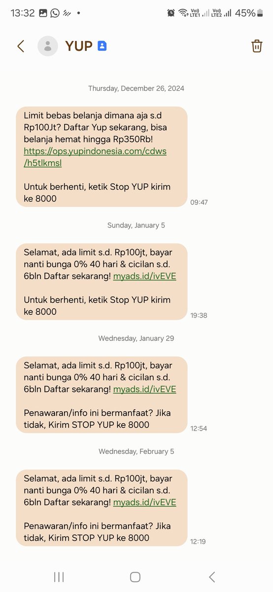 dhanyseskoadi's tweet photo. @Telkomsel ngirimin SMS Promo terus ntah dari beberapa nomor.
Sudah minta di stop tgl 29 Januari.
Eh 5 Februari datang lagi. Tolong lah tsel hargai privacy kami pengguna untuk terlepas dari promosi promosi.
Nomor kami dijual ke pihak ketiga? 
@BPKN_RI @PRFMnews https://t.co/vLtLoDnzAU