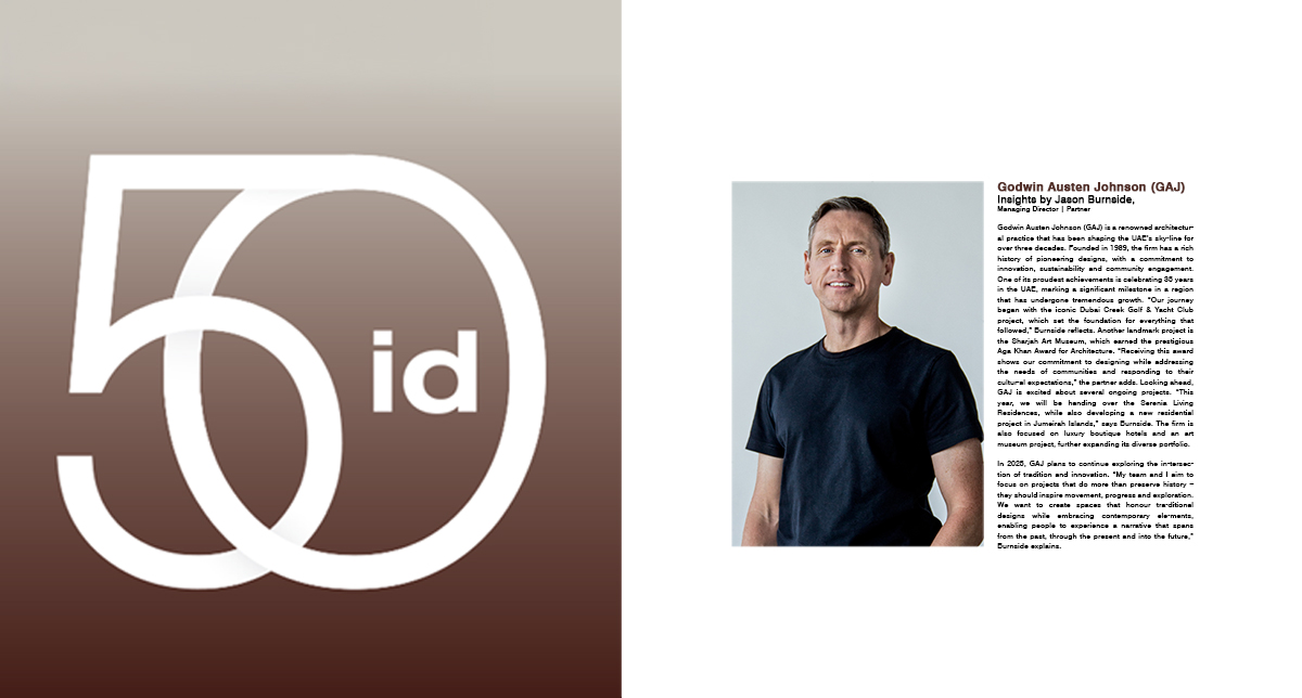 Presenting The Power Issue by Identity Magazine, featuring our Managing Director | Partner Jason Burnside

This edition highlights top architects, designers shaping the Middle East’s built environment.

Read the full article: lnkd.in/dENWAvpq

#gajarchitects