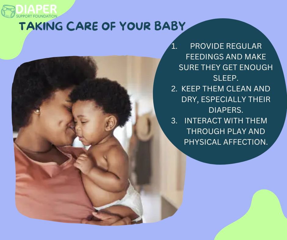 DiaperSupportNG's tweet photo. Caring for your little one starts with love and the right steps! ❤️
✨ Feed them well &amp; ensure they get enough sleep.  
✨ Keep them clean, dry &amp; comfy in their diapers.  
✨ Engage with them through play &amp; affection. https://t.co/wYOlsdEmyt