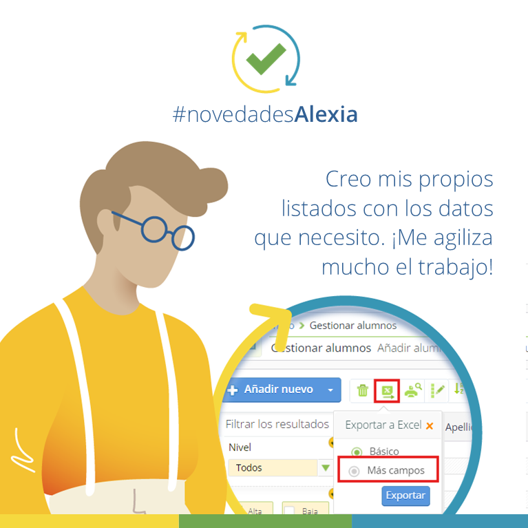 AlexiaEducacion's tweet photo. ¡Personaliza tus listados de alumnos! 👫📄 Exporta a Excel tus listados con los datos que necesites y trabaja con la información de manera flexible. Elige entre más de 40 campos: tutores, titulares, datos libres, etc.
#NovedadesAlexia #Listados #Alumnado https://t.co/ixzmcnYjVu