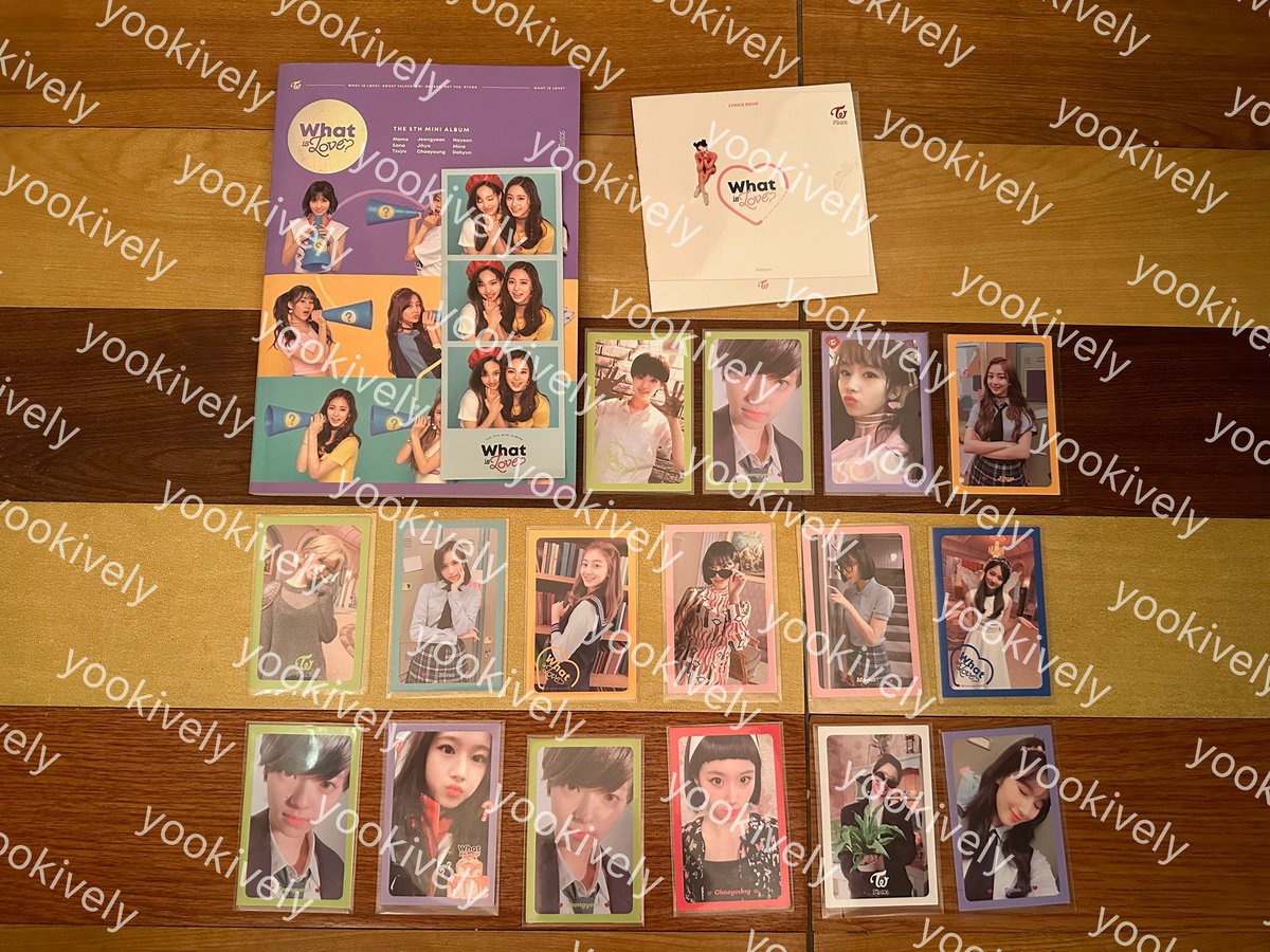 yookively's tweet photo. wts lfb ph

twice what is love ot9 photocards &amp; wil unsealed album complete inclusions
sold as a set only
1,700 php
payo/1 week dop

# nayeon, jeongyeon, momo, sana, jihyo, mina, tzuyu, pikit, noot noot, uniform, pogi, romeo, mud, putik, halaman, bangs, hawak baba https://t.co/GcCUe3uxyO
