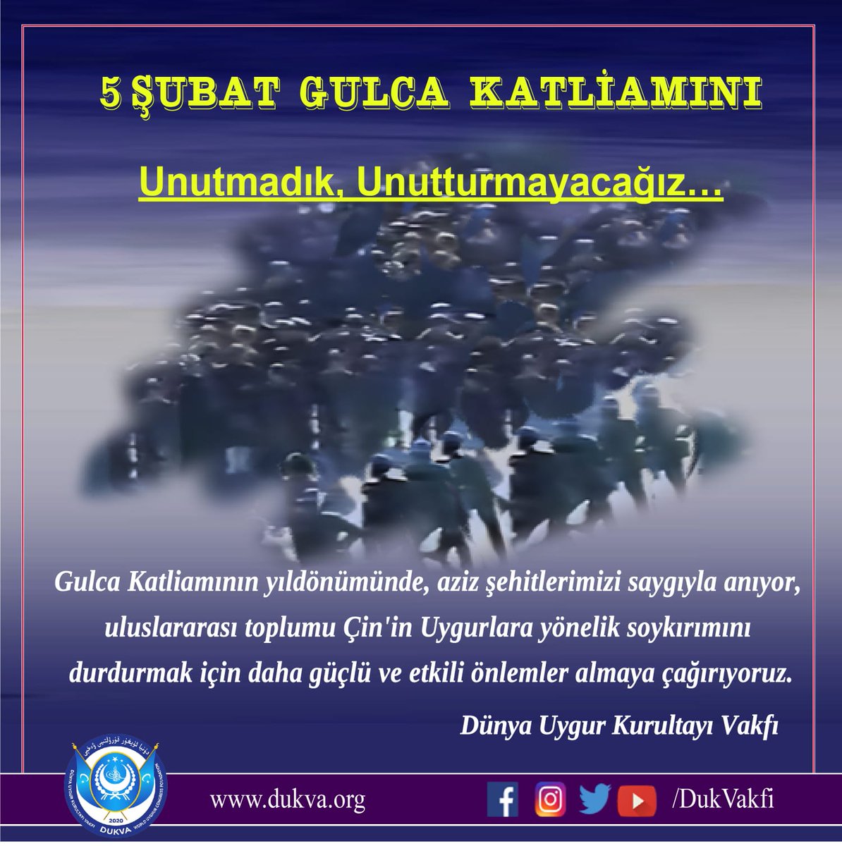 5 ŞUBAT GULCA KATLİAMINI UNUTMADIK, UNUTTURMAYACAĞIZ ...
#GulcaKatliami #Uygur #soykirim