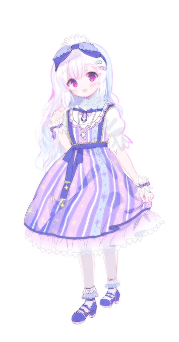 フリルの付いていて生地がオリジナルプリントのお衣装考えるの好きです〜 #刺さる人に届け一次創作祭り 