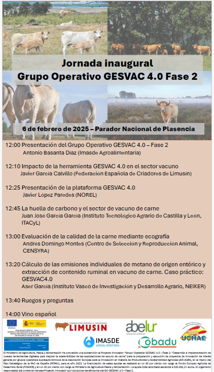 ITACYL's tweet image. Jornada inaugural Grupo Operativo #GESVAC 4.0 – Fase 2: Desarrollo e implementación de nuevas herramientas digitales para mejorar la sostenibilidad de las explotaciones de #vacuno de carne”.
#ITACyL
🗓️ 6 de febrero de 2025
📍 Parador Nacional de Plasencia (Cáceres)
