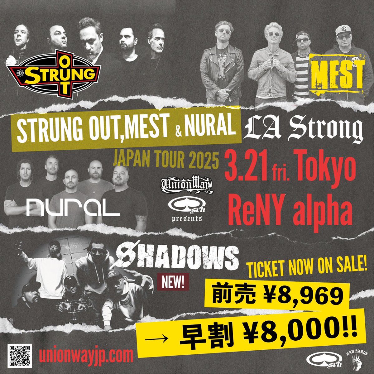 unionway_bhands's tweet photo. 3月21日(金)赤羽 ReNY alpha公演に

“SHADOWS"

の出演が決定！！

3月21日(金)赤羽 ReNY alpha
OPEN/START T.B.A.
ADV ¥8,969 DOOR ¥9,500 (+1D)

早割チケット絶賛発売中!!
¥8,969→¥8,000!!

https://t.co/e0GlyYZSSS https://t.co/anRYt1mJMc