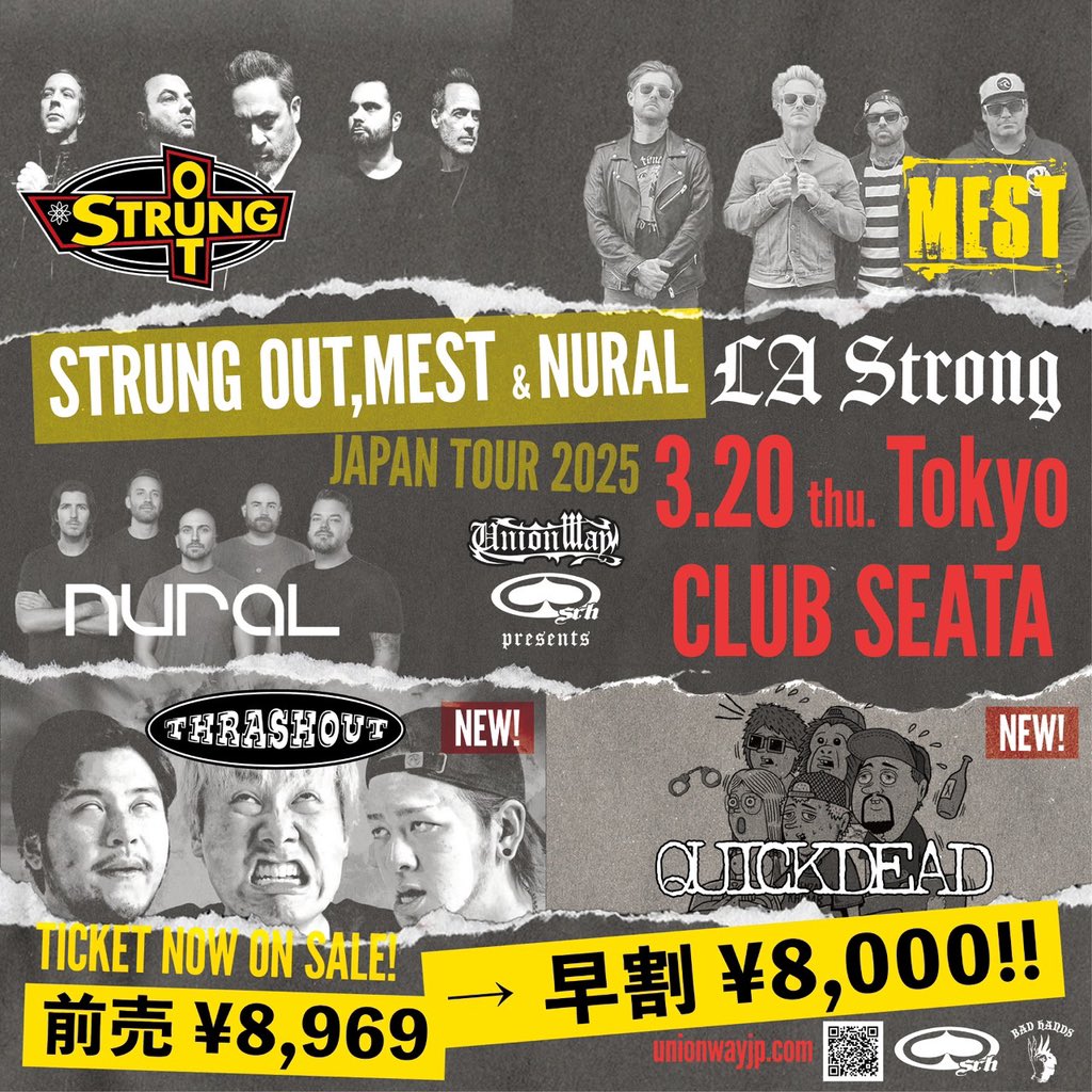 unionway_bhands's tweet photo. 3月20日(木)吉祥寺 CLUB SEATA公演に

“QUICKDEAD”
“THRASHOUT"

の出演が決定！！

3月20日(木・祝)吉祥寺 CLUB SEATA
OPEN/START T.B.A.
ADV ¥8,969 DOOR ¥9,500 (+1D)

早割チケット絶賛発売中!!
¥8,969→¥8,000!!

https://t.co/J3LkDsesX7 https://t.co/QW1uf6fSwo