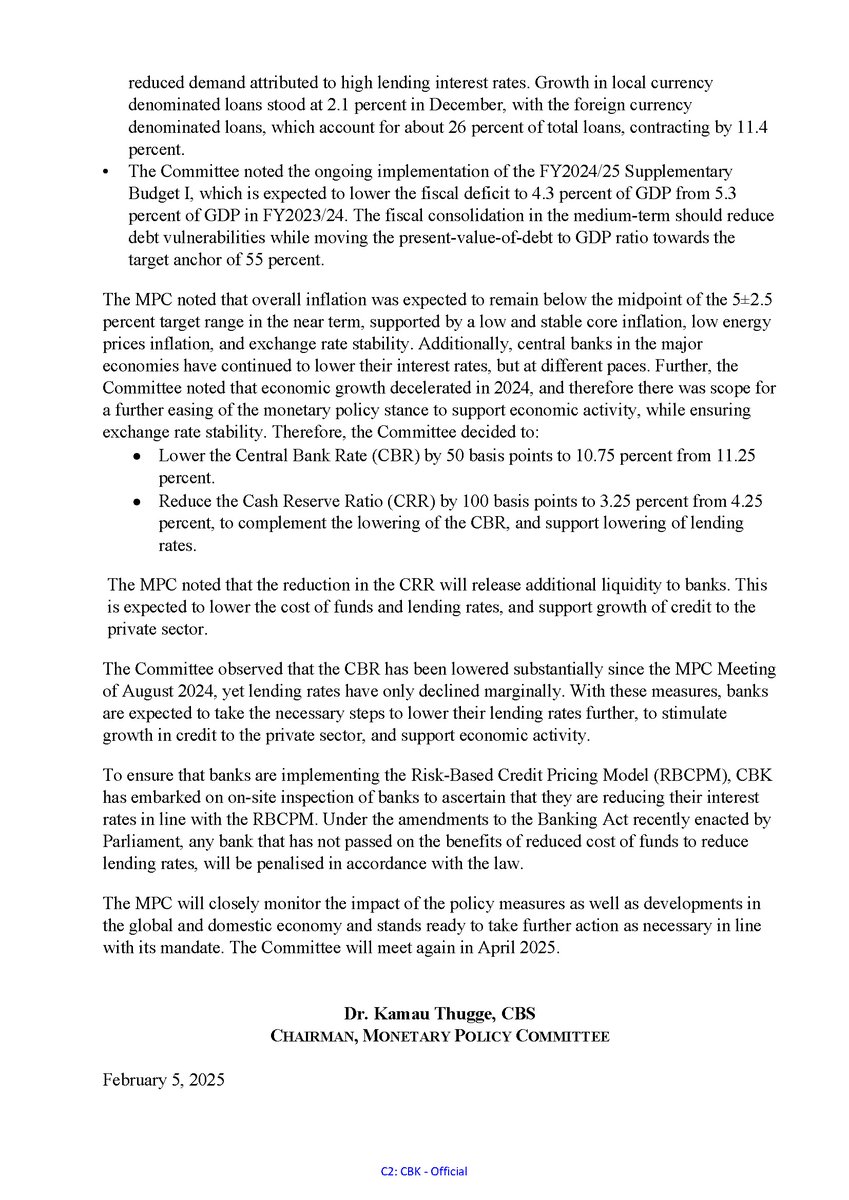 Press release: Monetary Policy Committee Meeting