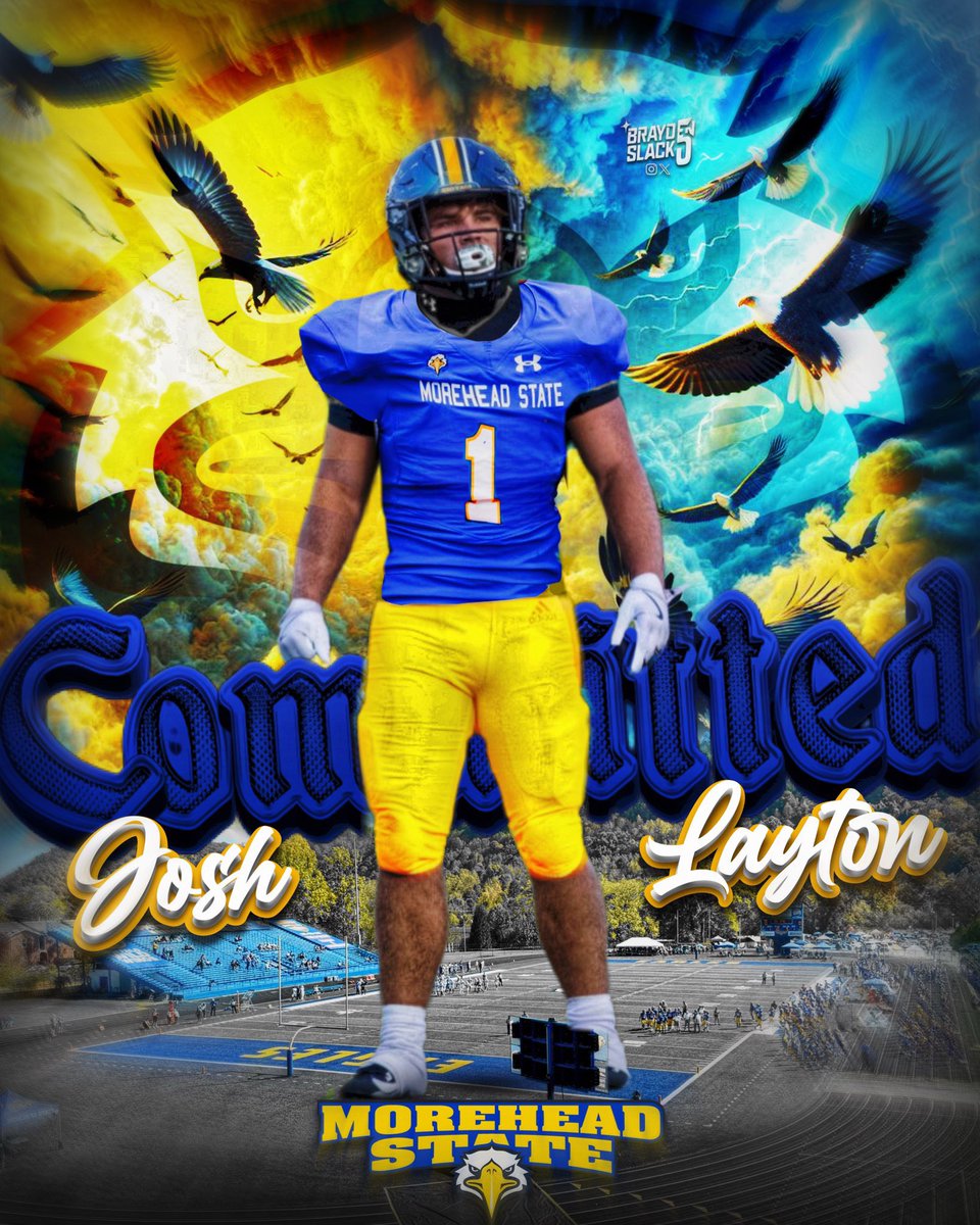 Josh Layton (@joshlayton_1) on Twitter photo Blessed to announce my commitment to Morehead State University! π¦
#AGTG #GoEagles <a href="/CoachTrue_MSU/">Wil Truelove</a> <a href="/CoachWoodmanMSU/">Jason Woodman</a> <a href="/CoachTreadAWay/">Laurence Treadaway</a> <a href="/SMHSfootball/">Starrβs Mill Football</a> <a href="/RecruitGeorgia/">Recruit Georgia</a> <a href="/BenMoore247/">Ben Moore</a> Blessed to announce my commitment to Morehead State University! π¦
#AGTG #GoEagles <a href="/CoachTrue_MSU/">Wil Truelove</a> <a href="/CoachWoodmanMSU/">Jason Woodman</a> <a href="/CoachTreadAWay/">Laurence Treadaway</a> <a href="/SMHSfootball/">Starrβs Mill Football</a> <a href="/RecruitGeorgia/">Recruit Georgia</a> <a href="/BenMoore247/">Ben Moore</a>