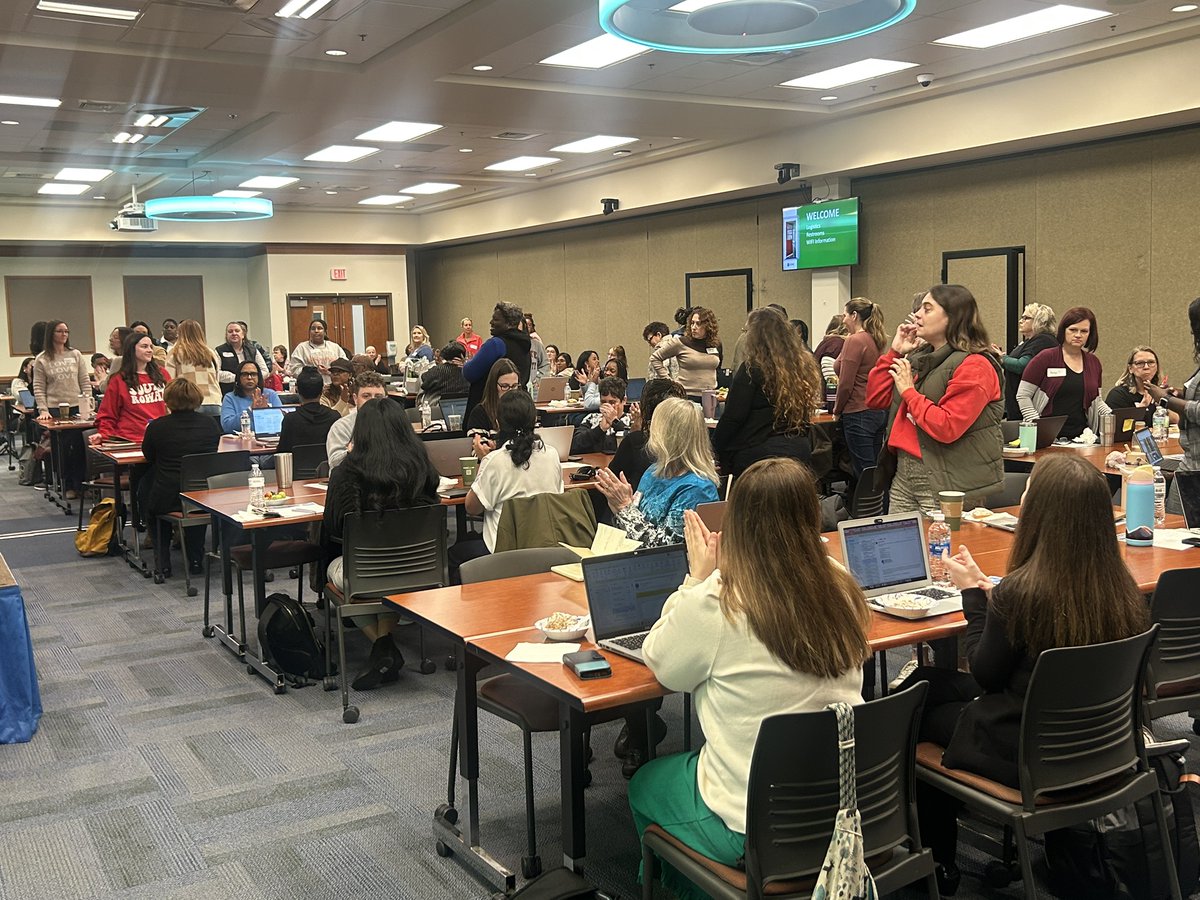 All the school counselors standing up for
recognition at our regional training for education professionals @forsythtechcc #cfnc