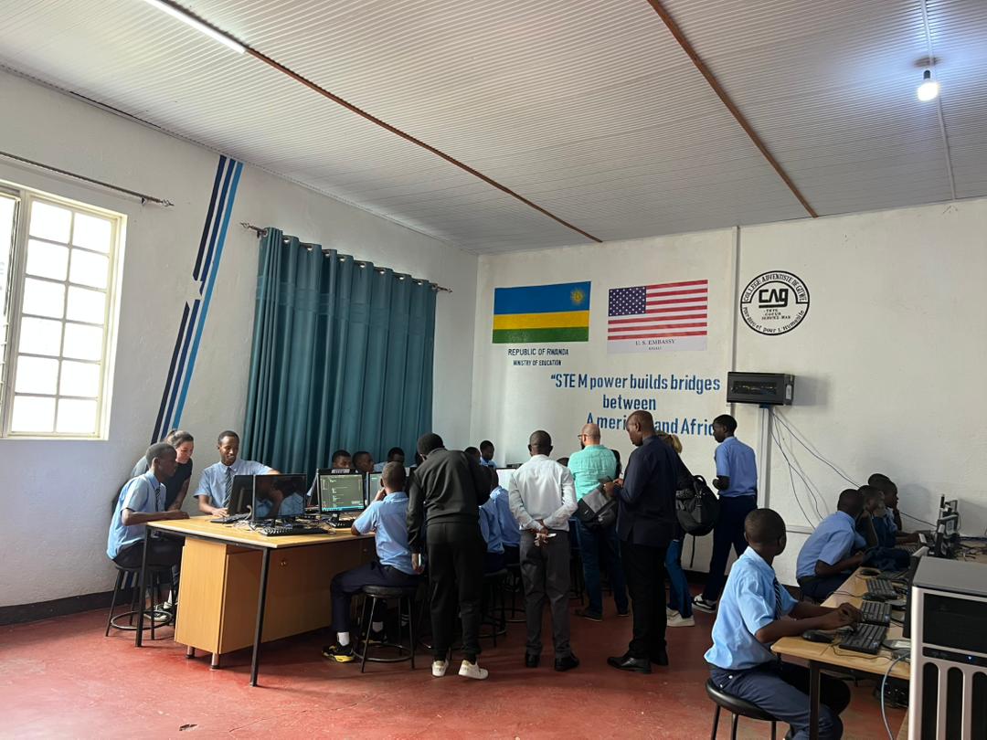 aipi_ict_rwanda's tweet photo. Exciting moment as AIPI for All team and Sequa visit Gitwe Adventist College which hosts StemPower Lab. Inspiring discussions took place as AIPI for All embark on the journey of building digital capacity of vulnerable communities. #inclusion #collaboration  @STEMpowerRwanda https://t.co/ulQXxlUkJr