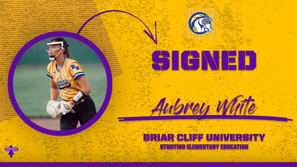 Aubrey White has officially SIGNED to play softball at Briar Cliff University!

It’s a great day to be a T-bird!💜💛