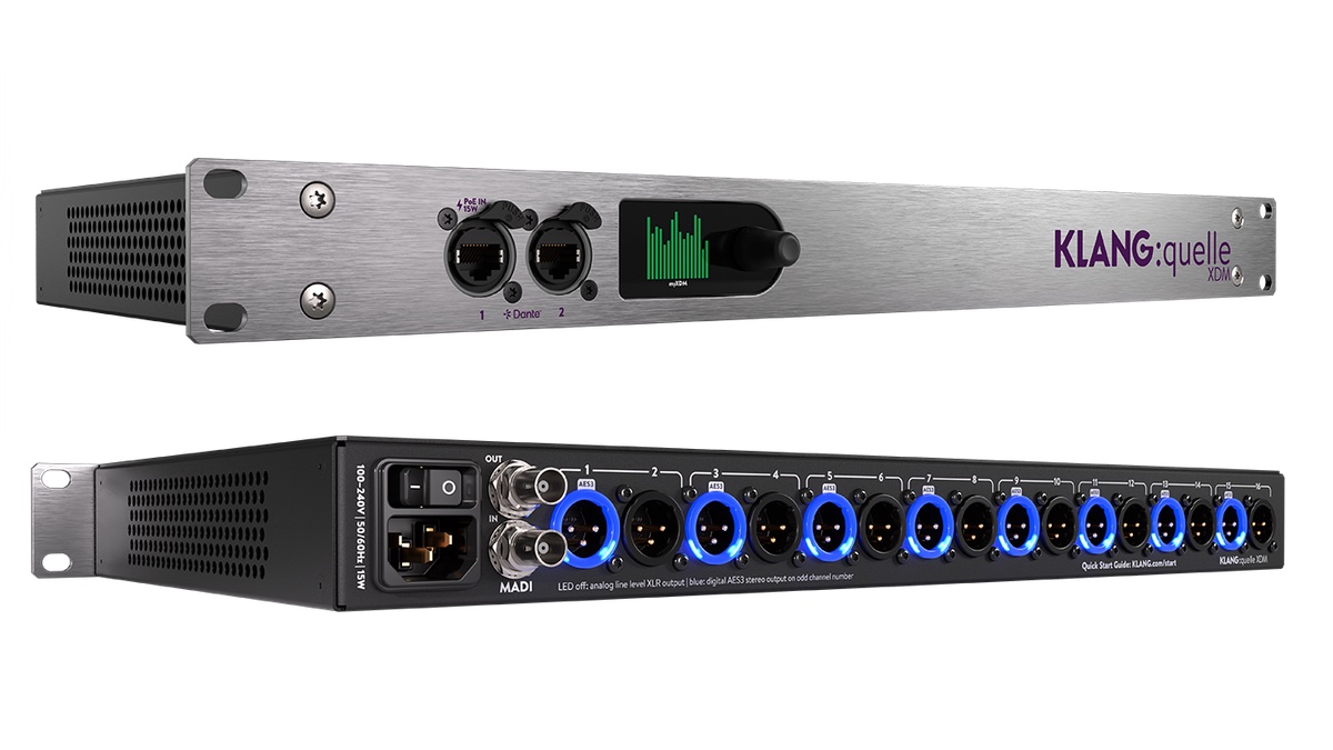 eventelevator's tweet photo. KLANG:technologies stellt die KLANG:quelle XDM vor – eine vielseitige 1HE-XLR-Breakout-Box, die 32 Bit Digital-zu-Analog-Wandlung von Dante- oder MADI-Signalen für professionelle Audio-Setups ermöglicht. https://t.co/2cCWdGTOPU @KLANGtec https://t.co/E0mIn62KQW