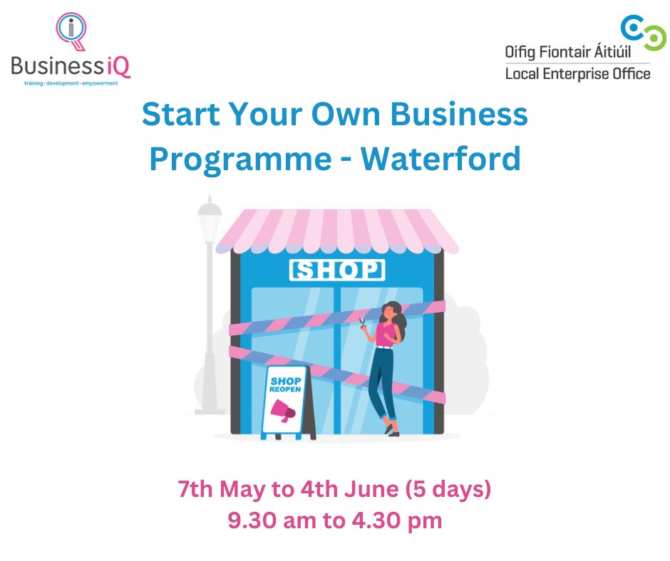Business IQ Training (@businessiqcork) on Twitter photo We’re delighted to be delivering a 5-day Start Your Own Business programme on behalf of <a href="/LEOWaterford/">LEO Waterford</a> starting 7 May and running weekly until June 4.
Book your place here. localenterprise.ie/Waterford/Trai…
#startyourownbusiness #supportsmallbusiness We’re delighted to be delivering a 5-day Start Your Own Business programme on behalf of <a href="/LEOWaterford/">LEO Waterford</a> starting 7 May and running weekly until June 4.
Book your place here. localenterprise.ie/Waterford/Trai…
#startyourownbusiness #supportsmallbusiness