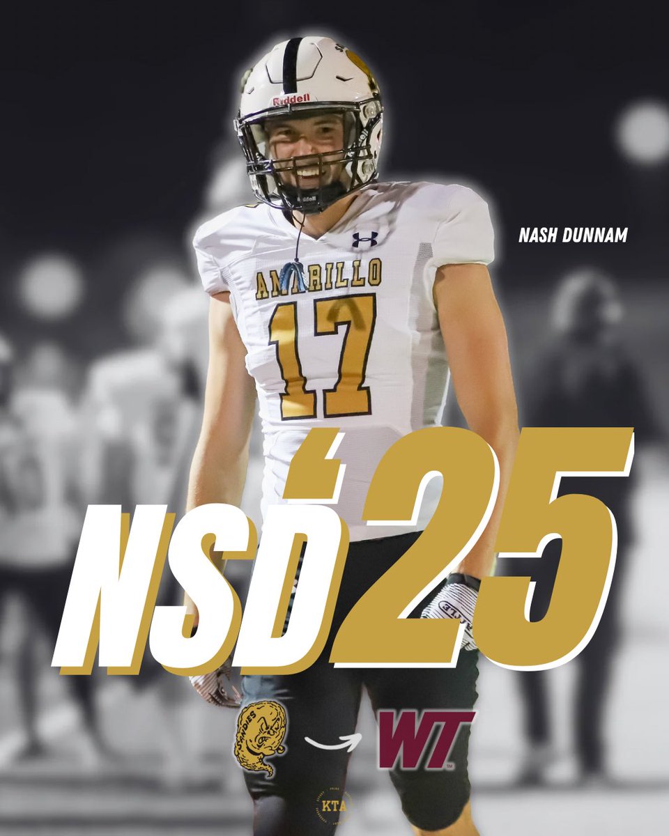 Amarillo Golden Sandstorm Football (@sandiefootball) on Twitter photo Happy #NSD25 to these 2️⃣ Golden Sandstorm football athletes ‼️
Signing Ceremony tonight at 6:00 PM in the commons‼️
<a href="/brysonbrown01/">Bryson Brown</a> ➡️ <a href="/CMUMavsFootball/">Colorado Mesa Football</a>
<a href="/DunnamNash17/">Nash Dunnam</a> ➡️ <a href="/WTAMUFootball/">Buffalo Football</a>
#KTA | #RecruitTheSandies Happy #NSD25 to these 2️⃣ Golden Sandstorm football athletes ‼️
Signing Ceremony tonight at 6:00 PM in the commons‼️
<a href="/brysonbrown01/">Bryson Brown</a> ➡️ <a href="/CMUMavsFootball/">Colorado Mesa Football</a>
<a href="/DunnamNash17/">Nash Dunnam</a> ➡️ <a href="/WTAMUFootball/">Buffalo Football</a>
#KTA | #RecruitTheSandies