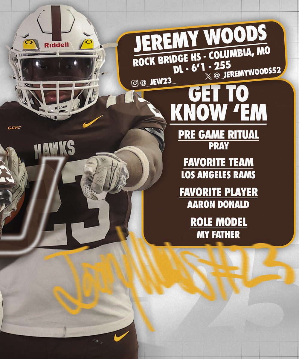 Quincy University Football (@quhawksfootball) on Twitter photo Hawk Nation, let's welcome Defensive Line, Jeremy Woods <a href="/_JeremyWoods52/">Jeremy Woods</a>, from Rock Bridge High School to the Gem City! Hawk Nation, let's welcome Defensive Line, Jeremy Woods <a href="/_JeremyWoods52/">Jeremy Woods</a>, from Rock Bridge High School to the Gem City!