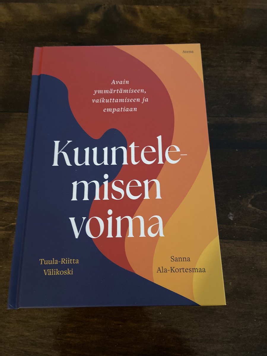 Tuula-RiittaVälikoski (@trvalikoski) on Twitter photo Runebergin päivänä se ilmestyi!
Kirja Sanna Ala-Kortesmaan kanssa kertoo, mitä #kuunteleminen on ja mihin kaikkeen voi osaavalla kuuntelulla vaikuttaa. Se on kuluton, upea voimavaramme. Iso kiitos <a href="/AtenaKustannus/">Atena Kustannus</a> ja <a href="/LauraKuitunen/">Laura Kuitunen</a> #viestintä #vuorovaikutus Runebergin päivänä se ilmestyi!
Kirja Sanna Ala-Kortesmaan kanssa kertoo, mitä #kuunteleminen on ja mihin kaikkeen voi osaavalla kuuntelulla vaikuttaa. Se on kuluton, upea voimavaramme. Iso kiitos <a href="/AtenaKustannus/">Atena Kustannus</a> ja <a href="/LauraKuitunen/">Laura Kuitunen</a> #viestintä #vuorovaikutus