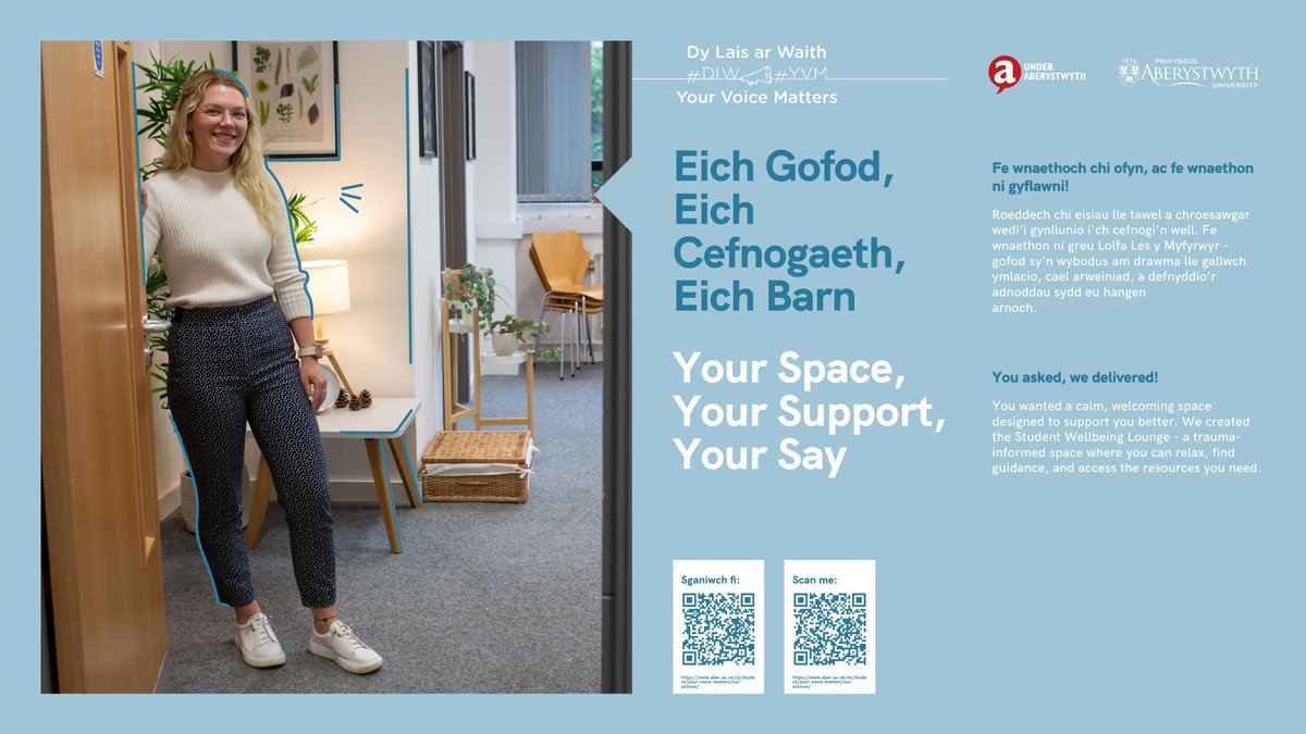 SeicolegAber's tweet photo. Eich Gofod, Eich Cefnogaeth, Eich Barn
Fe wnaethoch chi ofyn, ac fe wnaethon ni gyflawni!
#DLW https://t.co/MFDt11GZjN