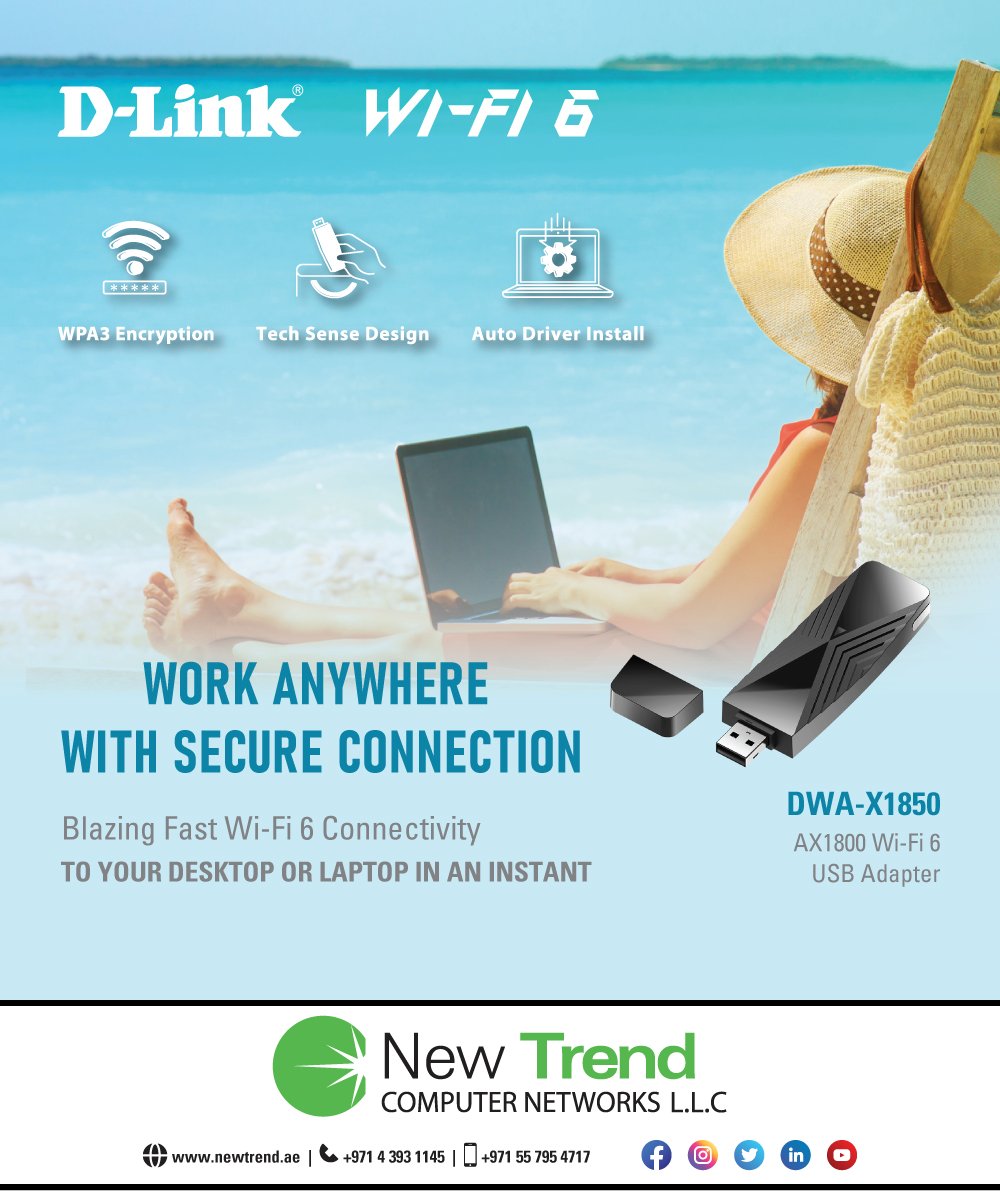 newtrendCN's tweet image. DWA-X1850
AX1800 WI-FI 6 
USB Adapter

For more information,
Visit:newtrend.ae/product-catego…
Live chat: +971 507542792

#WiFi6 #USBAdapter #PCUpgrade #LaptopUpgrade #AX1800 #OFDMA #MUMIMO #FastConnection #TechUpgrade #DLink #WiFiSpeed #WirelessAdapter #Networking