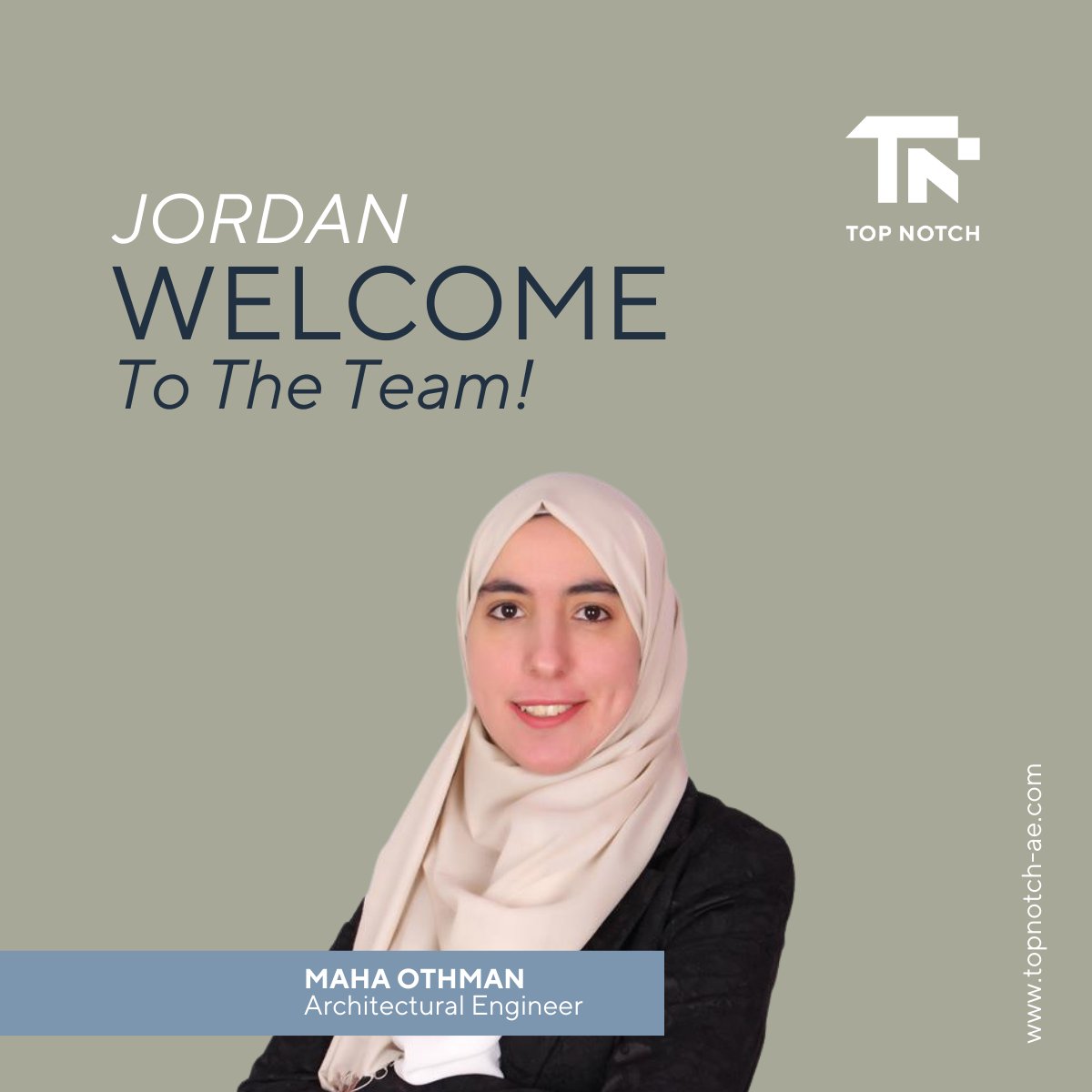 TopNotch_Eng's tweet photo. We are pleased to announce the appointment of 𝐌𝐚𝐡𝐚 𝐎𝐭𝐡𝐦𝐚𝐧 as an #ArchitecturalEngineer in our #Amman office! Maha brings a wealth of #expertise and we are thrilled to have her on board as we continue to deliver exceptional #projects across the Middle East #Engineering https://t.co/1pQtO1NsG7