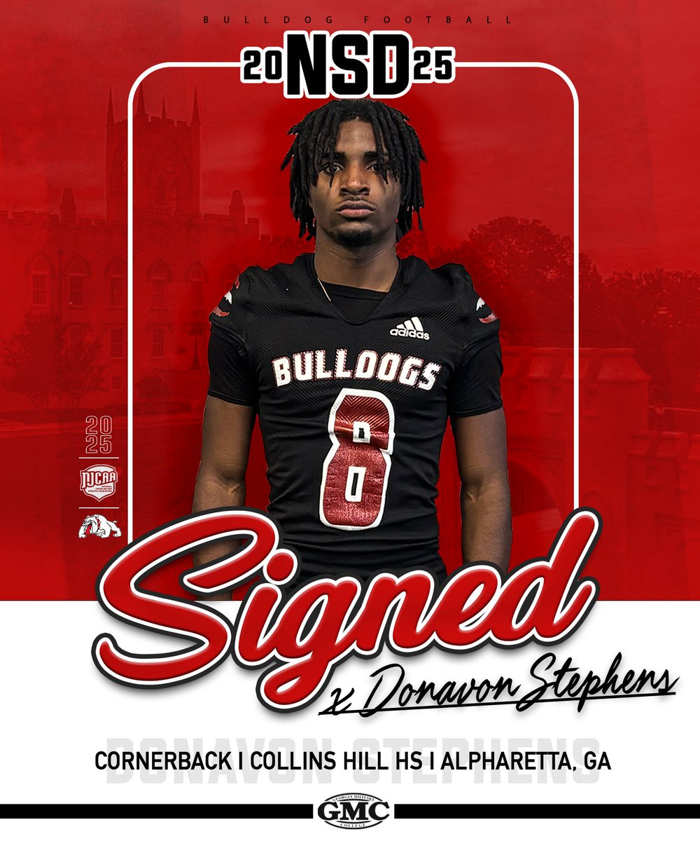 GMC Football (@gmc_football) on Twitter photo Welcome, Donavon Stephens, to the Bulldog Family!
✅SIGNED 🦴 <a href="/DonavonStephens/">Donavon “Bam” Stephens</a>
📍<a href="/CollinsHillFB/">Collins Hill Eagles Football</a> ➡️Milledgeville Welcome, Donavon Stephens, to the Bulldog Family!
✅SIGNED 🦴 <a href="/DonavonStephens/">Donavon “Bam” Stephens</a>
📍<a href="/CollinsHillFB/">Collins Hill Eagles Football</a> ➡️Milledgeville