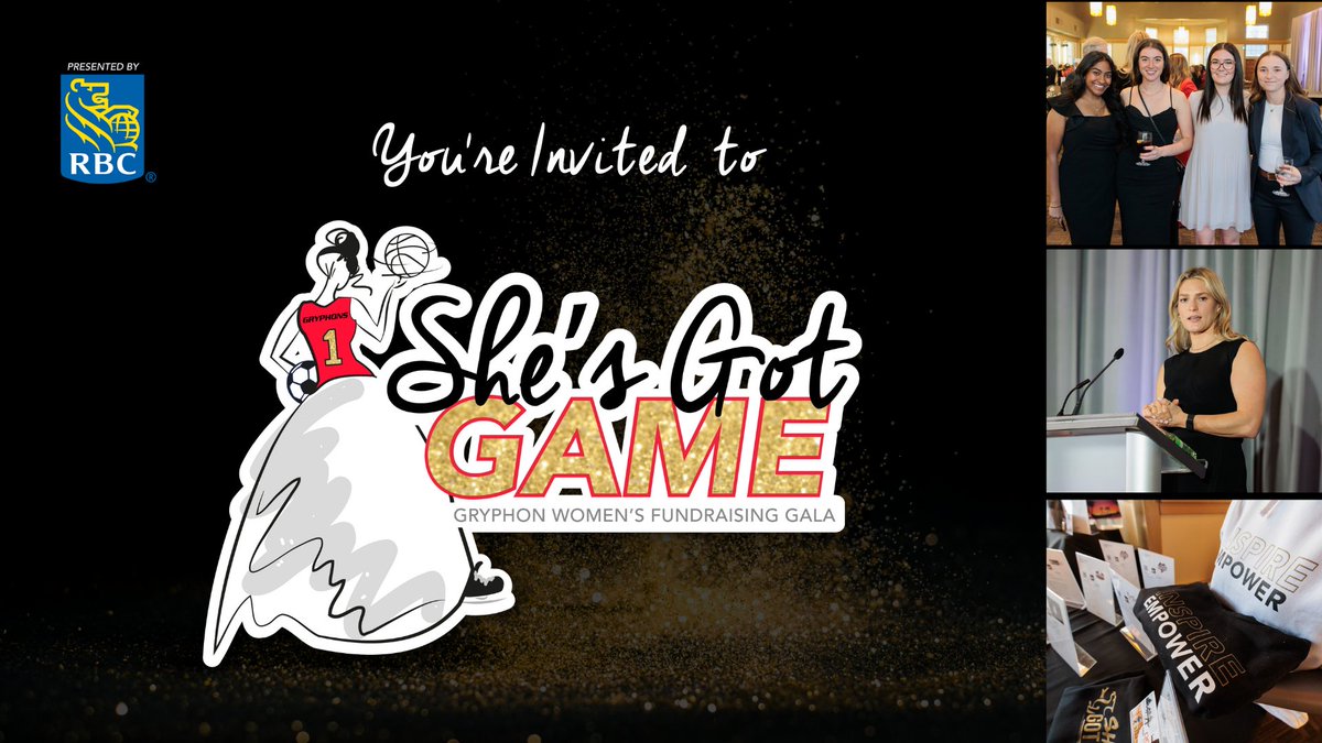 ✨  The She’s Got Game Gala, presented by RBC and hosted by the Department of Athletics returns with a new date in 2025 ⬇️

🗓️ Date: May 3, 2025
📍 Location: Creelman Hall, U of G Campus
🎟️ Tickets: bit.ly/4aItUSv

Learn More: bit.ly/3Q3zsNE