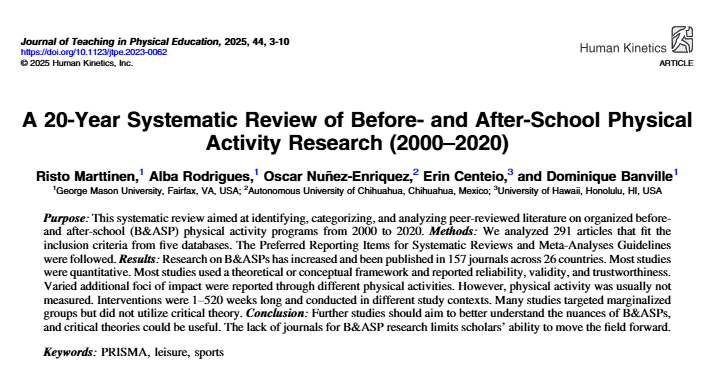 Human Kinetics (@human_kinetics) on Twitter photo Read an article from <a href="/JTPEjournal/">Journal of Teaching in Physical Education</a>! A 20-Year Systematic Review of Before- and After-School Physical Activity Research (2000–2020) doi.org/10.1123/jtpe.2… Read an article from <a href="/JTPEjournal/">Journal of Teaching in Physical Education</a>! A 20-Year Systematic Review of Before- and After-School Physical Activity Research (2000–2020) doi.org/10.1123/jtpe.2…