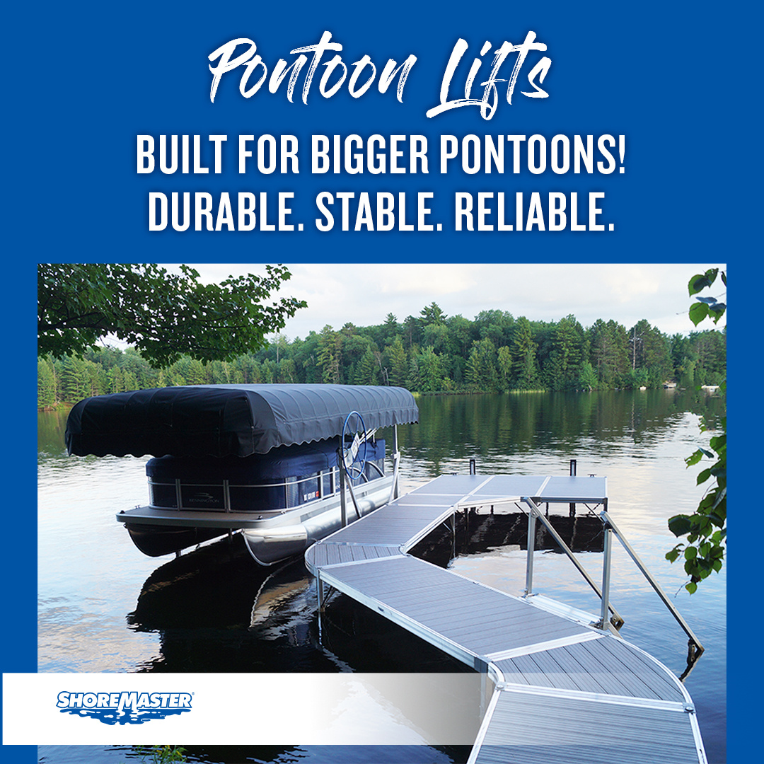 ShoreMaster's tweet image. Upgrade your pontoon experience! 🚤 ShoreMaster’s Pontoon Lift is built for today’s larger, more powerful pontoons—offering unmatched stability, durability, and performance. Ready to lift your summer plans? 

🖇️ bit.ly/3WINKqS

#ShoreMaster #PontoonLift #PrepareForSummer