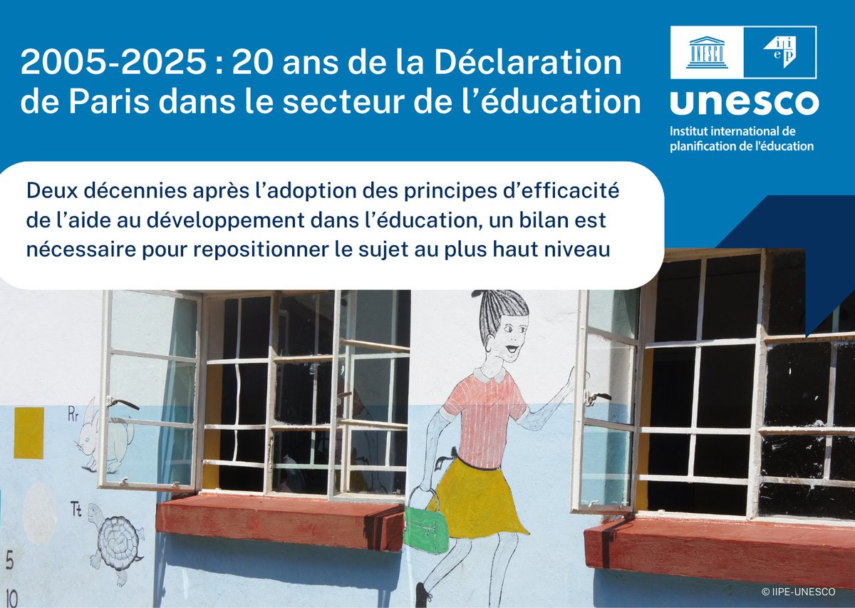 Pour plus d’efficacité dans l’aide en éducation, une 🆕 étude de l'IIPE réalisée avec <a href="/AFD_France/">Agence Française de #Développement (AFD) 🇫🇷 🇪🇺</a> va évaluer les progrès accomplis depuis 2005, identifier les défis à relever et proposer des pistes.
En savoir plus : bit.ly/42oDdEP

<a href="/nclaude7/">Claude Ndabananiye</a> <a href="/Rohen_dAigle/">Rohen d'Aiglepierre</a> <a href="/Education2030/">Education2030</a>