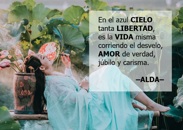 alda_pascuzzo's tweet photo. @misletrasnuria1 En el azul CIELO
tanta LIBERTAD,
es la VIDA misma
corriendo el desvelo,
AMOR de verdad,
júbilo y carisma.
–ALDA–
#MicroLetras #05febrero
#Sextilla #Correlativa #LaVidaEnVersos https://t.co/4XgKHW4CoF