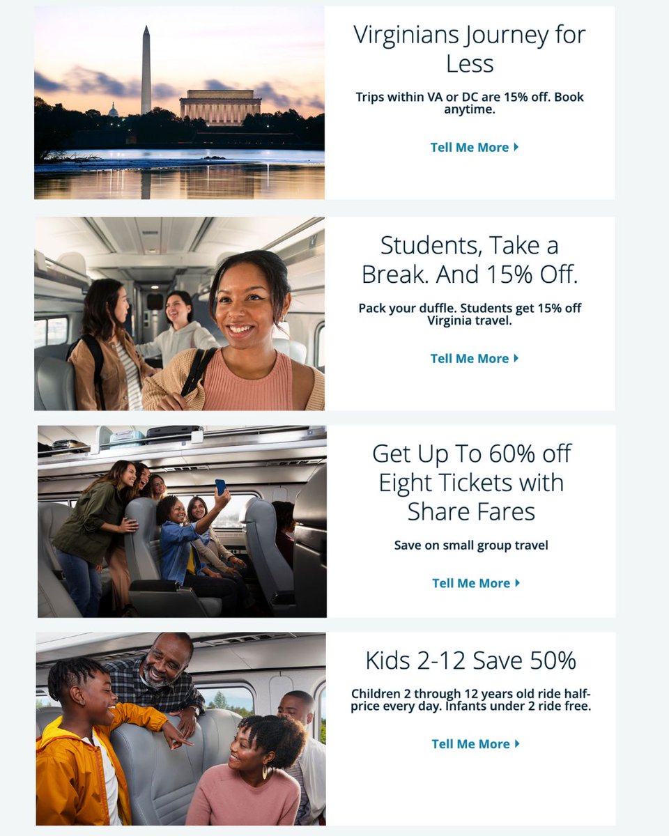 Did you miss Amtrak’s Northeast Winter Sale? Don’t fret, there’s savings just for you! From our Anytime fare to student discounts, Amtrak Virginia makes travel affordable.

Book your trip now at: amtrak.com/virginia!
#AmtrakVA