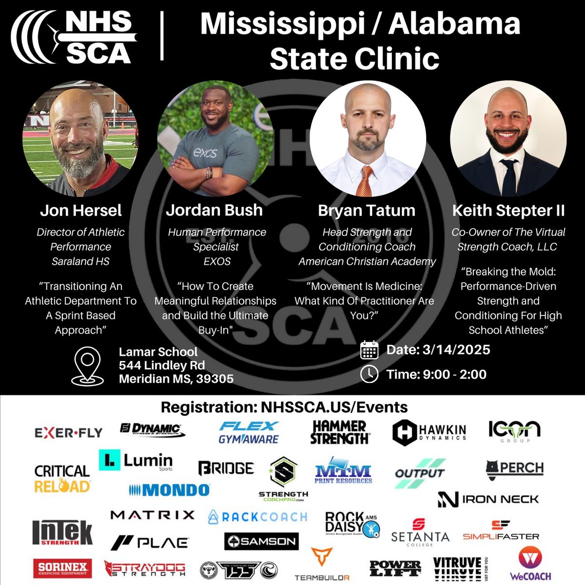Coach_GAdams's tweet photo. 🚨CLINIC ANNOUNCEMENT🚨

Joint @NHSSCA MS/AL Clinic being held at Lamar School March 14th. Fired up for this line up. https://t.co/pnAhKLykY9
