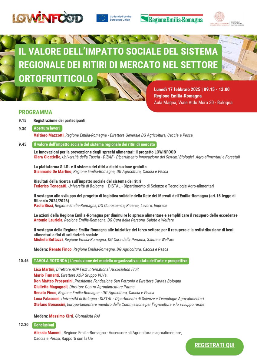Lowinfood (@lowinfood) on Twitter photo 📅Join the final #LOWINFOOD event on 17 February in #Bologna at the headquarters of the <a href="/RegioneER/">Regione Emilia-Romagna</a> 📍
🎯The overall #results on the reduction of #foodwaste and the social impact of the S.I.R. system will be disseminated📉
To register👉🏽 bit.ly/3CCsbBv 📅Join the final #LOWINFOOD event on 17 February in #Bologna at the headquarters of the <a href="/RegioneER/">Regione Emilia-Romagna</a> 📍
🎯The overall #results on the reduction of #foodwaste and the social impact of the S.I.R. system will be disseminated📉
To register👉🏽 bit.ly/3CCsbBv