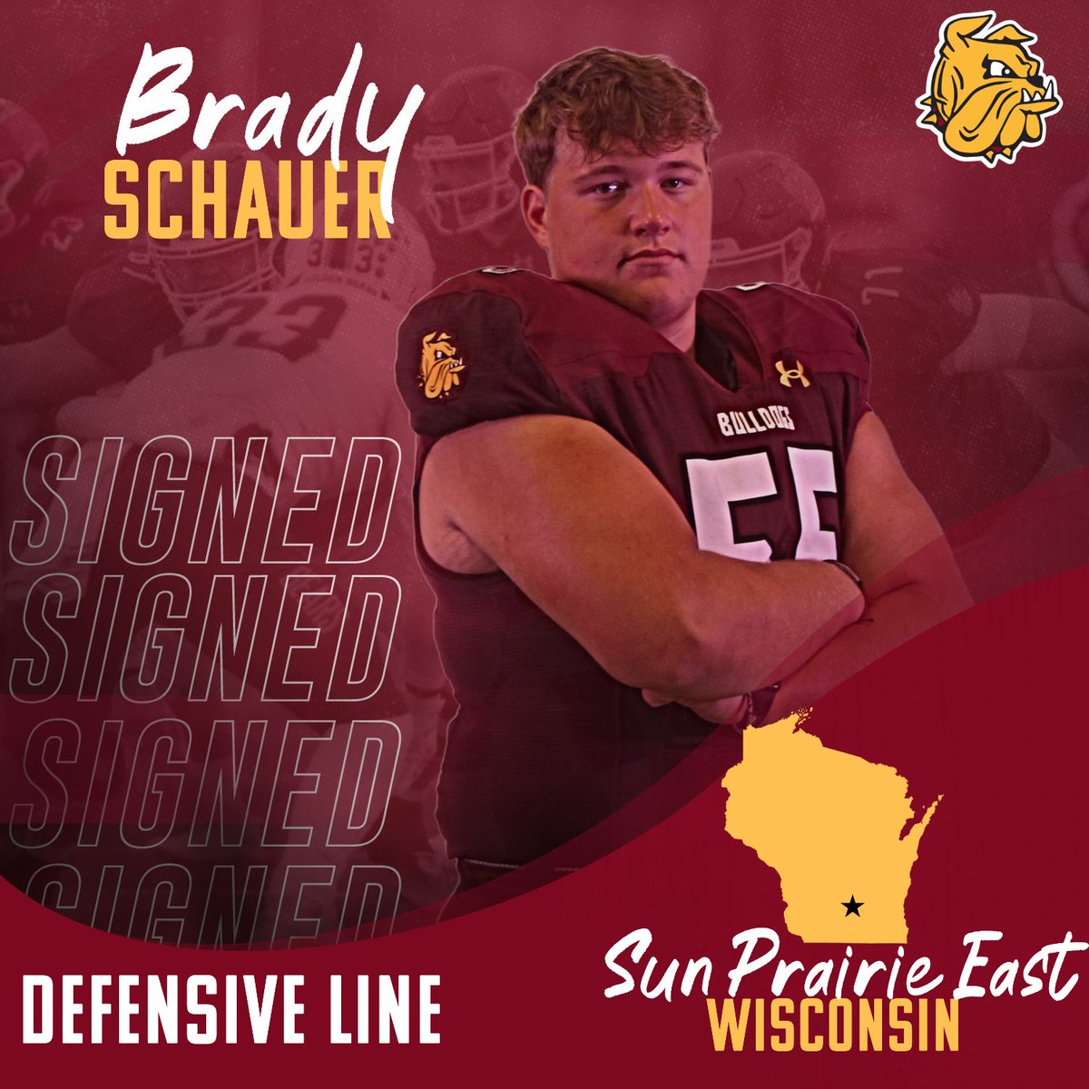 Signed...✍️

The 6'2" DL <a href="/BradySchauu/">Brady Schauer</a> from Wisconsin is officially a 🐶

#EarnIt | #NSD25