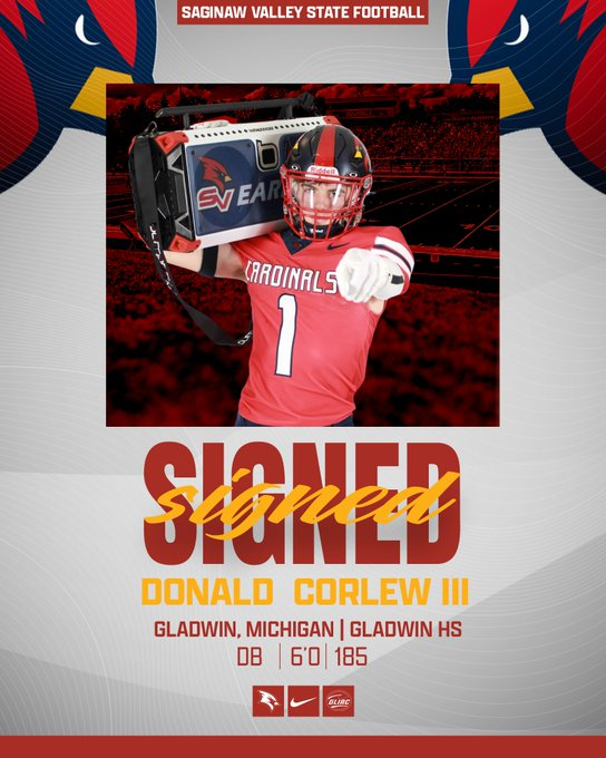 Gladwin 2025 WR/CB/S Donald Corlew III has committed to Saginaw Valley State

football.thedzone.com/players/donald…