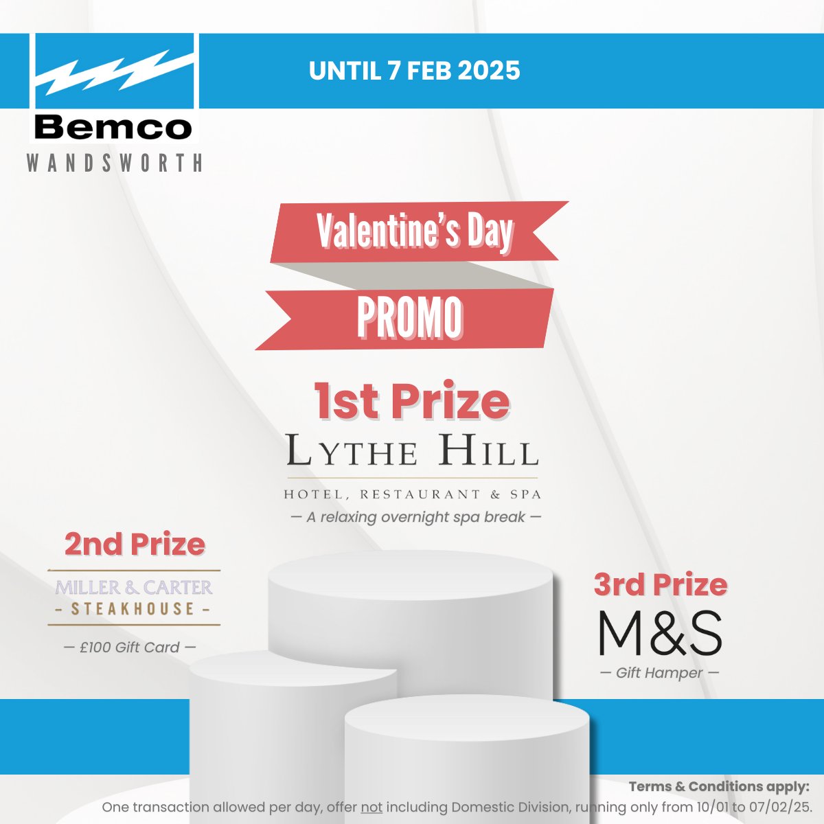 BEMCO🚹 (@bemcoelectrical) on Twitter photo Don't miss out! Our Valentine's Day promotion for Wandsworth customers ENDS SOON. Shop £500 + VAT before February 7th for your chance to win amazing prizes.
Tel : 0208 874 0404
Email: london@bemco.co.uk
Wandsworth Bridge South, London, SW18 1TN
#Sales #Valentines #Promotion Don't miss out! Our Valentine's Day promotion for Wandsworth customers ENDS SOON. Shop £500 + VAT before February 7th for your chance to win amazing prizes.
Tel : 0208 874 0404
Email: london@bemco.co.uk
Wandsworth Bridge South, London, SW18 1TN
#Sales #Valentines #Promotion